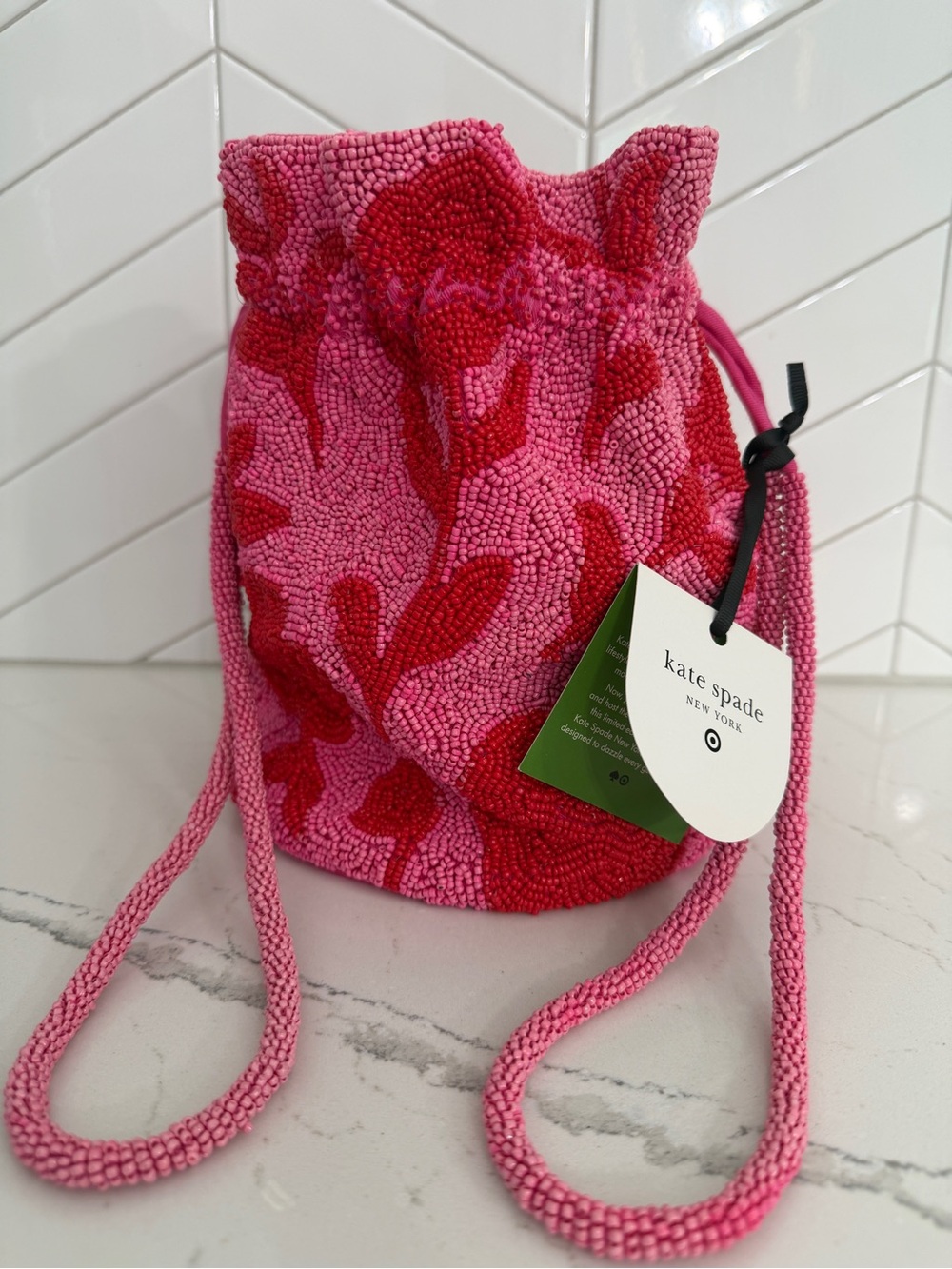 Target X Kate Spade Rose Beaded Drawstring Bag- Limited Edition